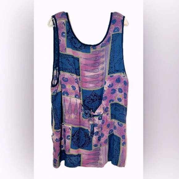 Vintage Sharon Anthony Patchwork Vest Tunic Top Boho Artsy Button Front Plus 2X - Picture 2 of 7